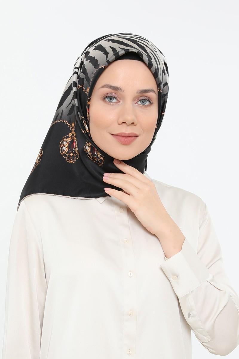 Levidor Siyah Twill Saf İpek Eşarp