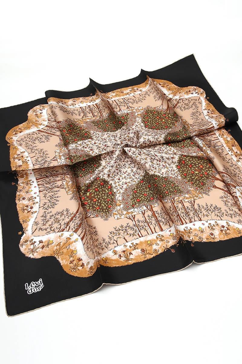 Levidor Siyah Twill Saf İpek Eşarp