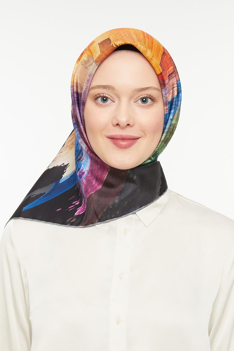 Levidor Siyah Twill Saf İpek Eşarp