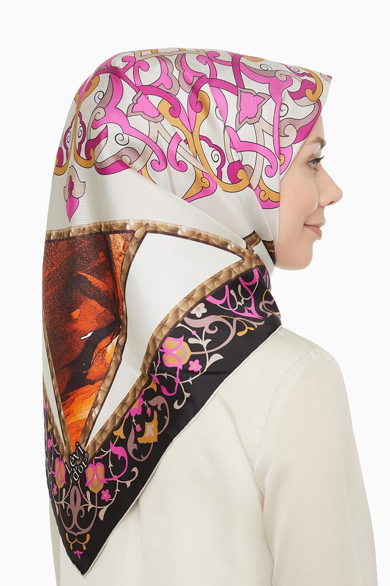 Levidor Siyah Twill Saf İpek Eşarp