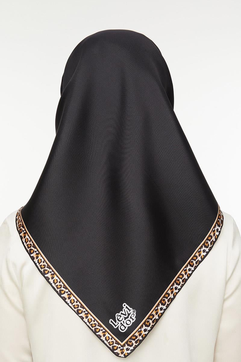 Levidor Siyah Twill Saf İpek Eşarp