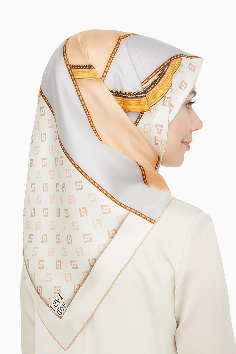 Levidor Somon Twill Saf İpek Eşarp