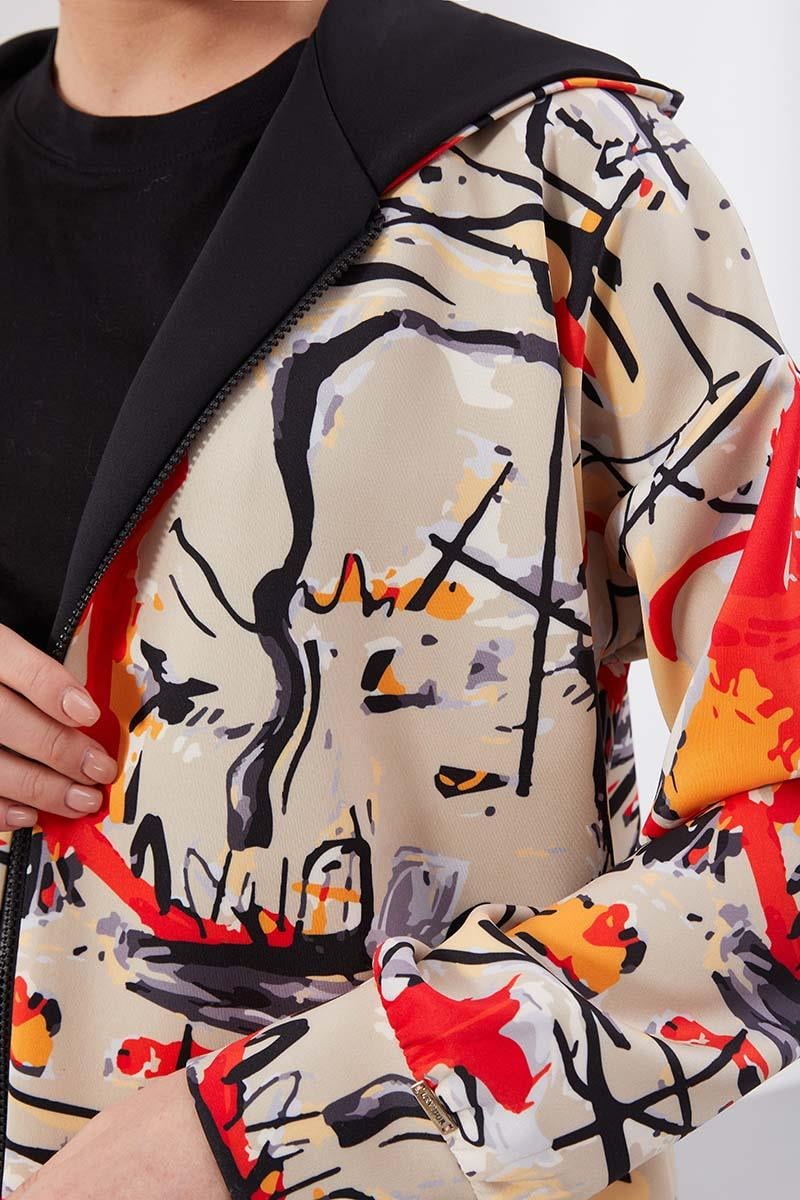 Levidor Studio Bej Baskılı Oversize Kap