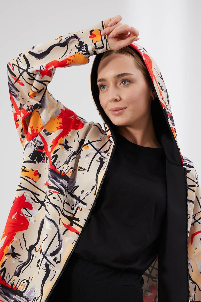 Levidor Studio Bej Baskılı Oversize Kap