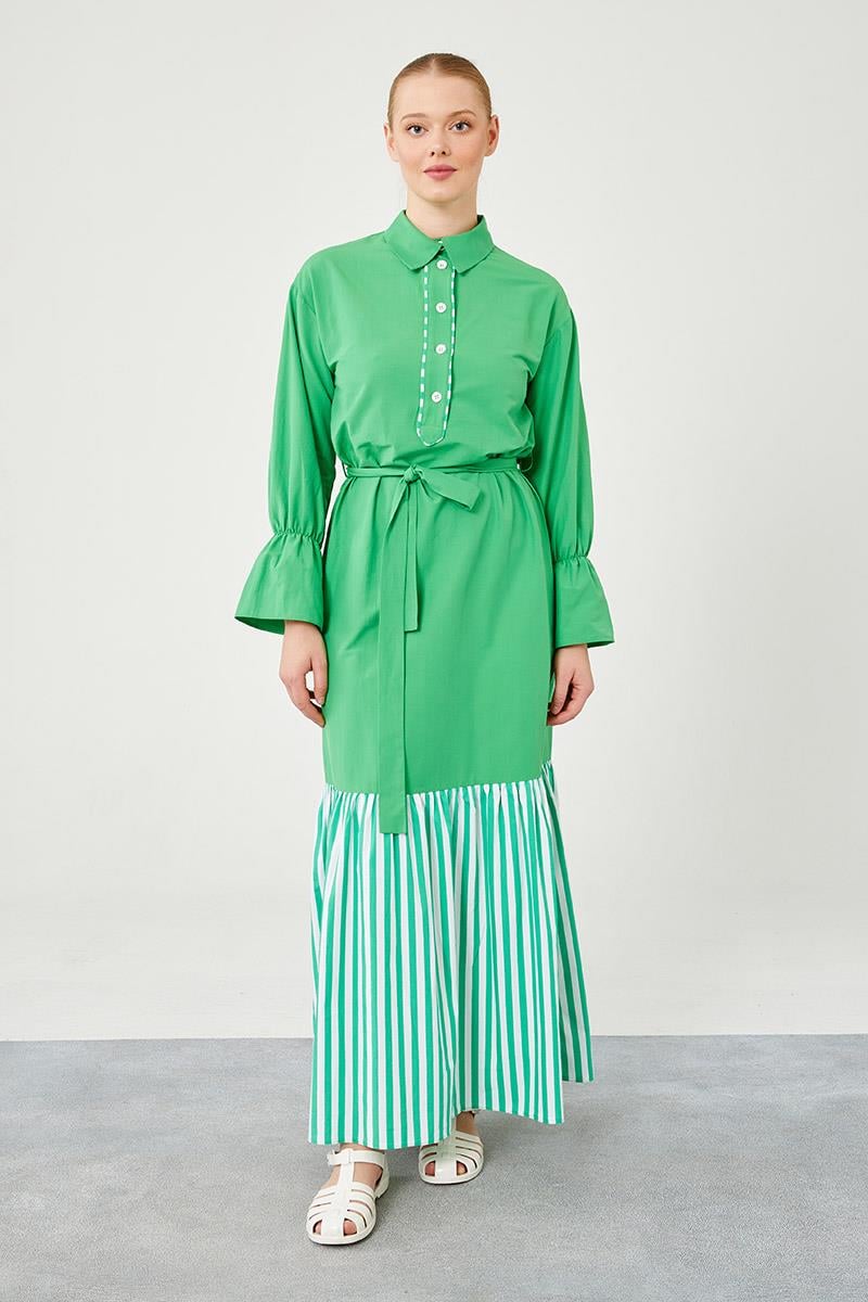 Levidor Studio Benetton Çizgili Poplin Elbise
