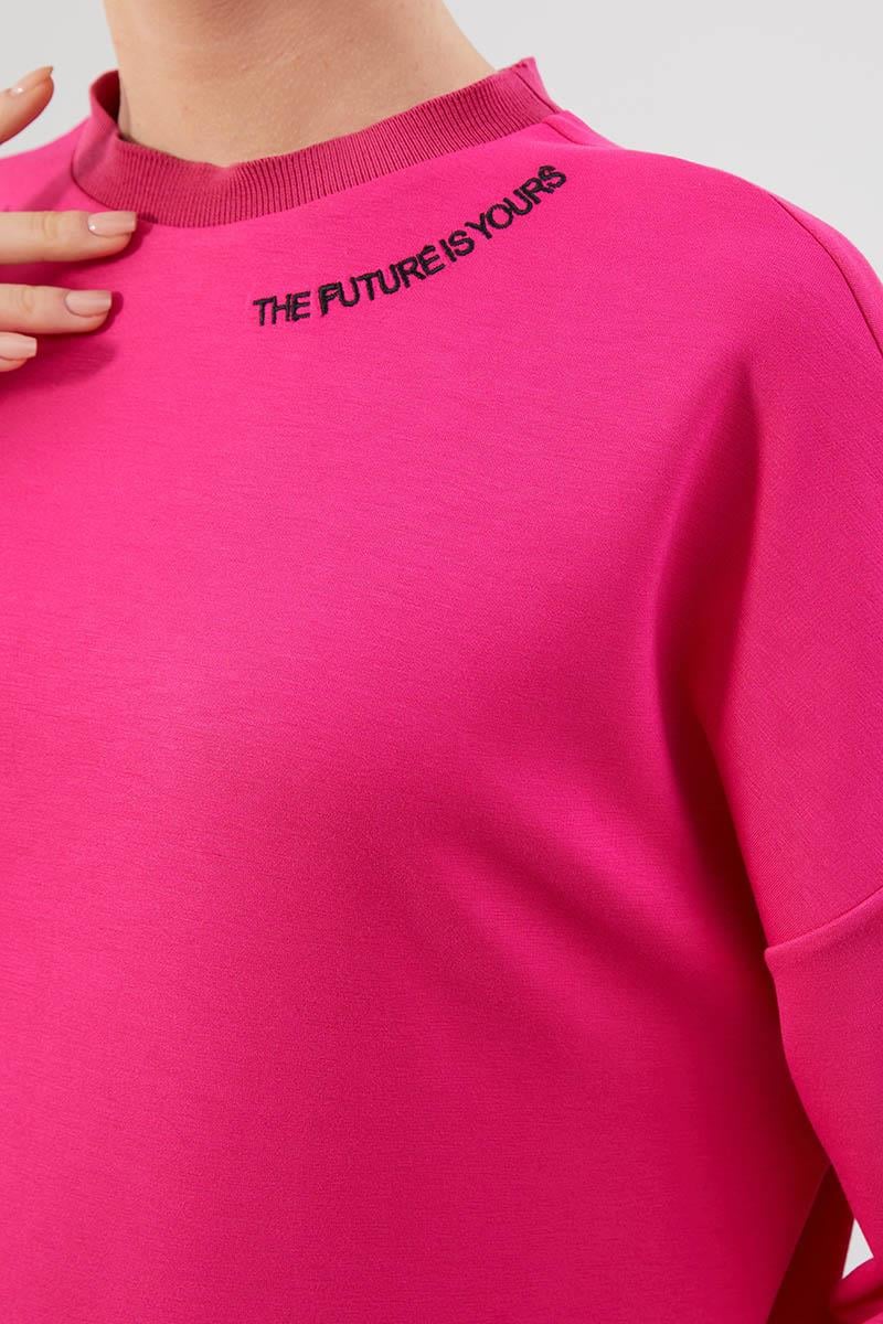 Levidor Studio Fuşya Baskılı Basic Spor Sweat