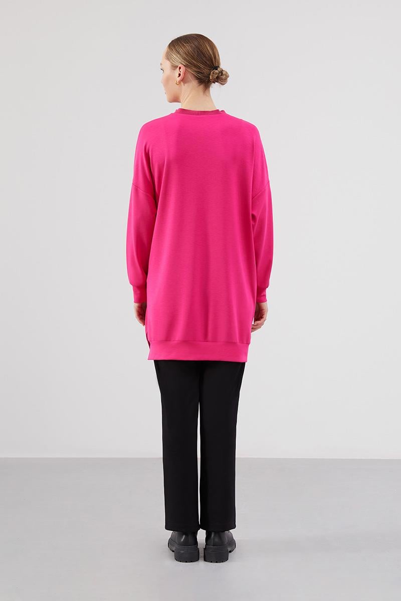 Levidor Studio Fuşya Baskılı Basic Spor Sweat