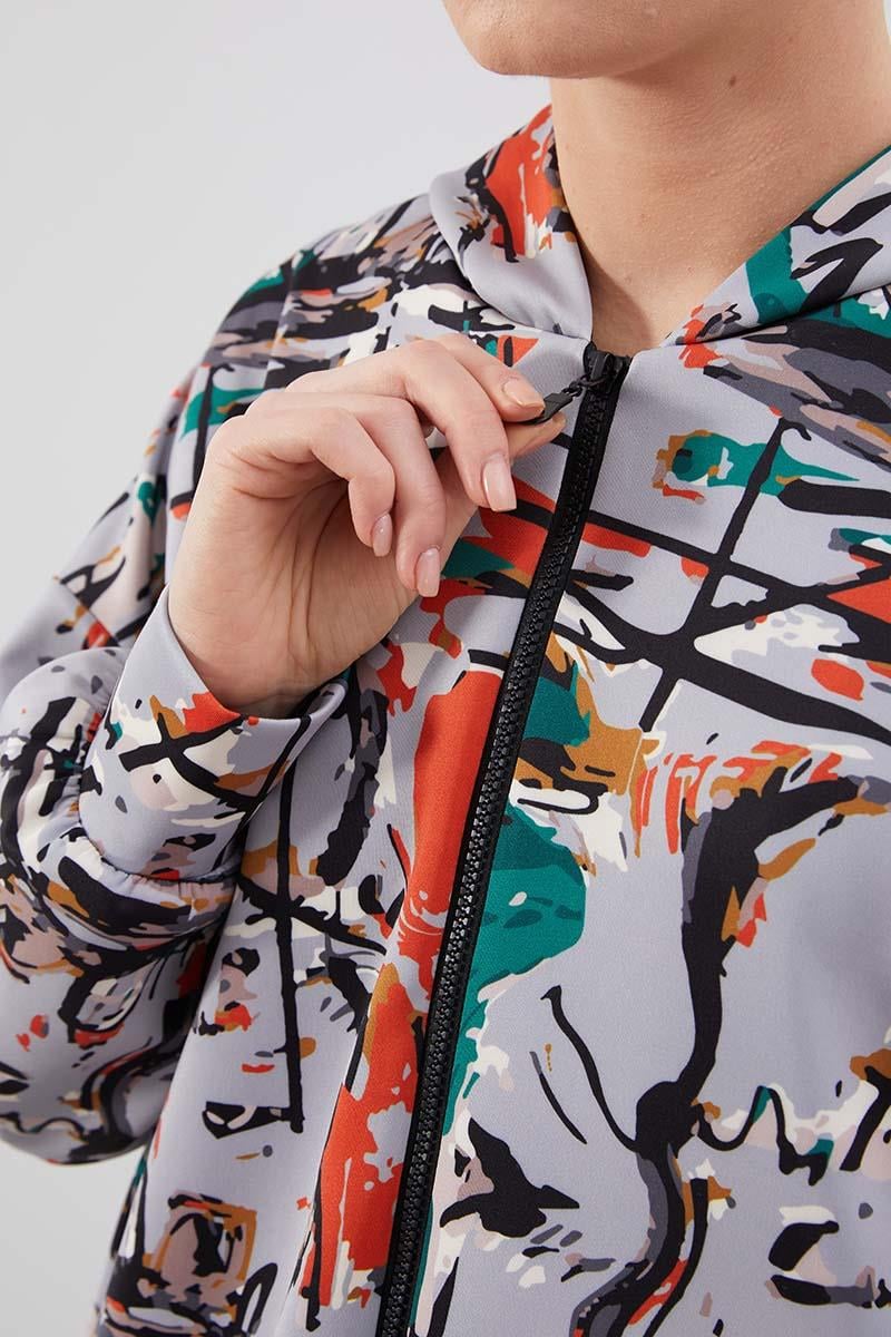 Levidor Studio Gri Baskılı Oversize Kap
