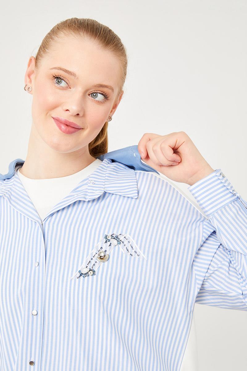 Levidor Studio İndigo Kapüşonlu Poplin Kumaş Karışımlı Spor Takım