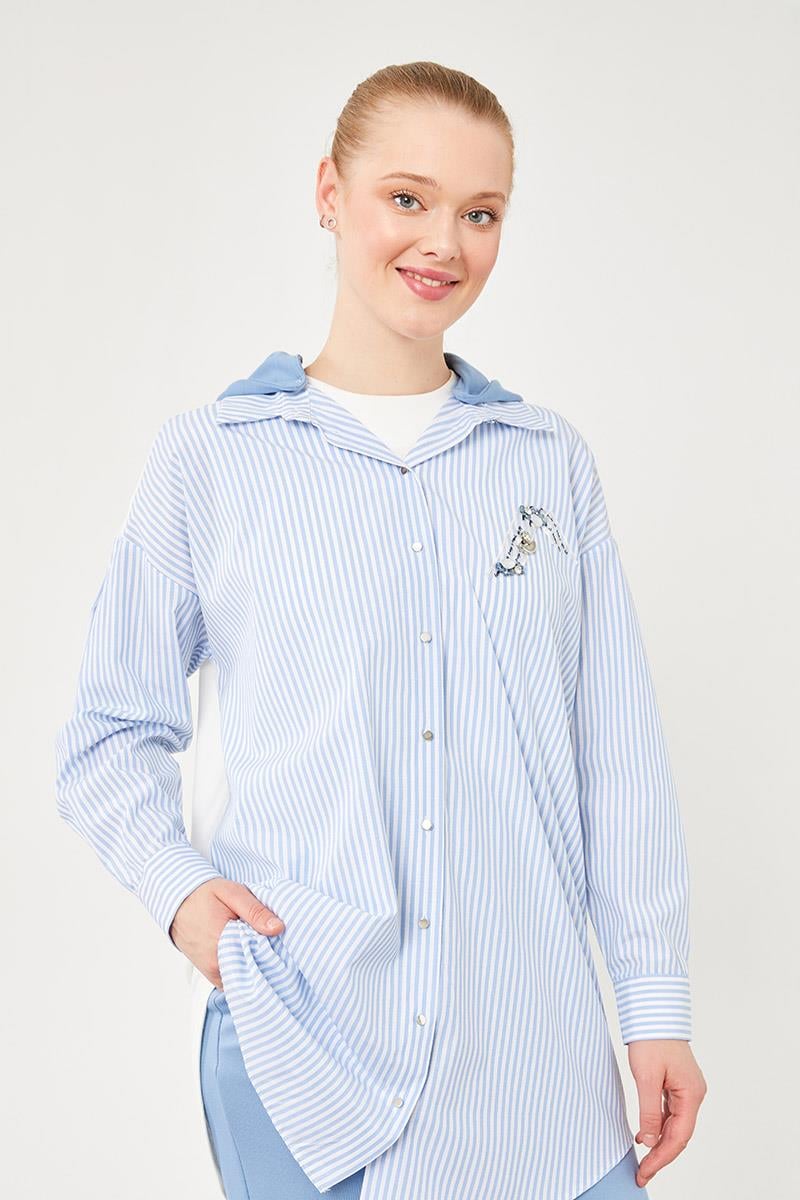Levidor Studio İndigo Kapüşonlu Poplin Kumaş Karışımlı Spor Takım