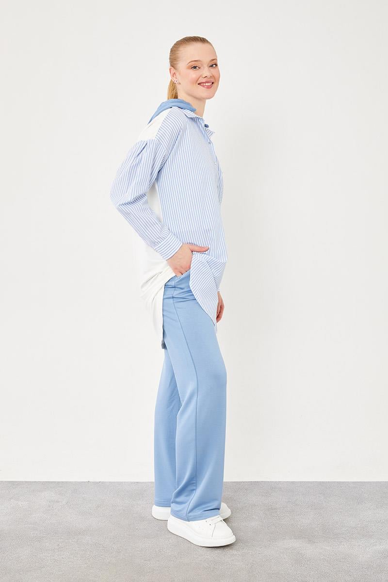 Levidor Studio İndigo Kapüşonlu Poplin Kumaş Karışımlı Spor Takım