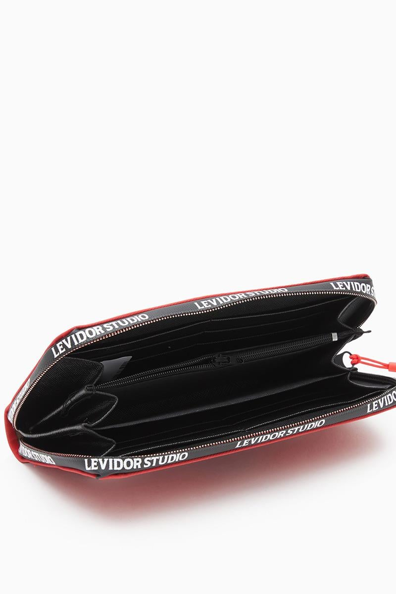 Levidor Studio Kırmızı Levidor Stüdyo Yazılı Cüzdan