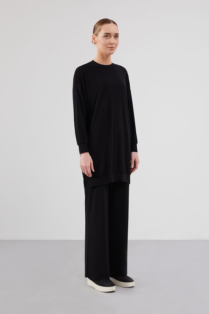 Levidor Studio Siyah Basic Pantolonlu Tunik Takım
