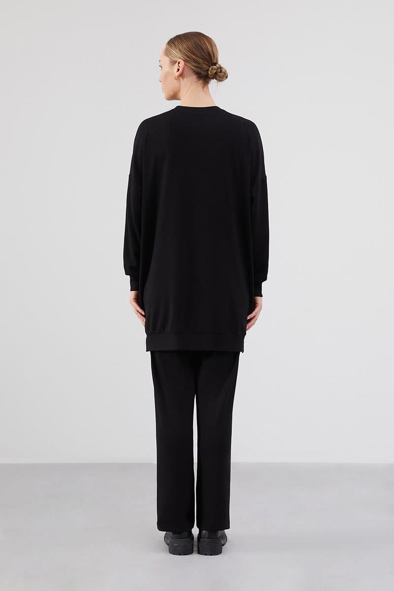 Levidor Studio Siyah Baskılı Basic Spor Sweat