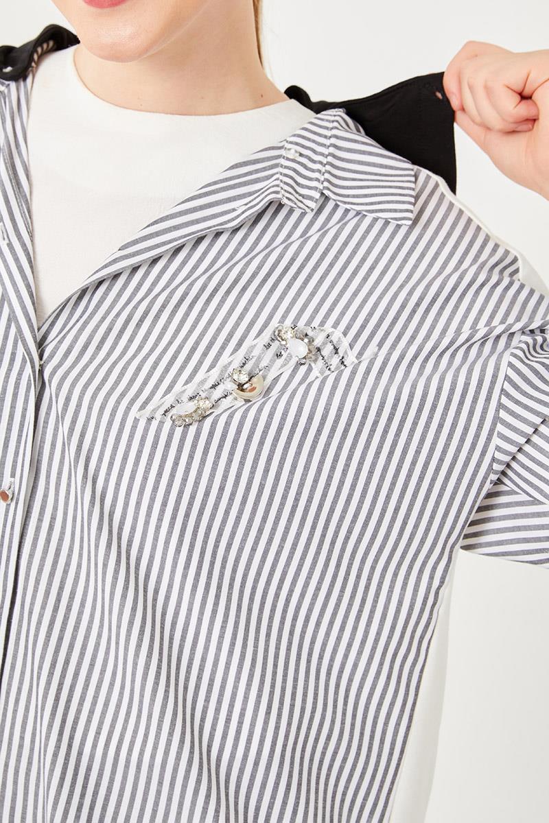 Levidor Studio Siyah Kapüşonlu Poplin Kumaş Karışımlı Spor Takım