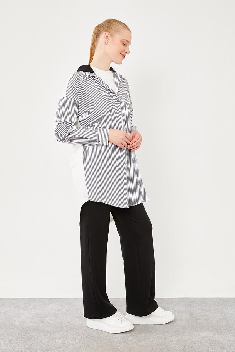 Levidor Studio Siyah Kapüşonlu Poplin Kumaş Karışımlı Spor Takım