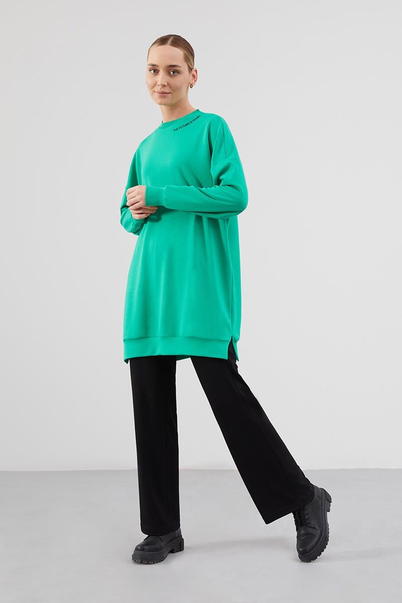 Levidor Studio Zümrüt Baskılı Basic Spor Sweat