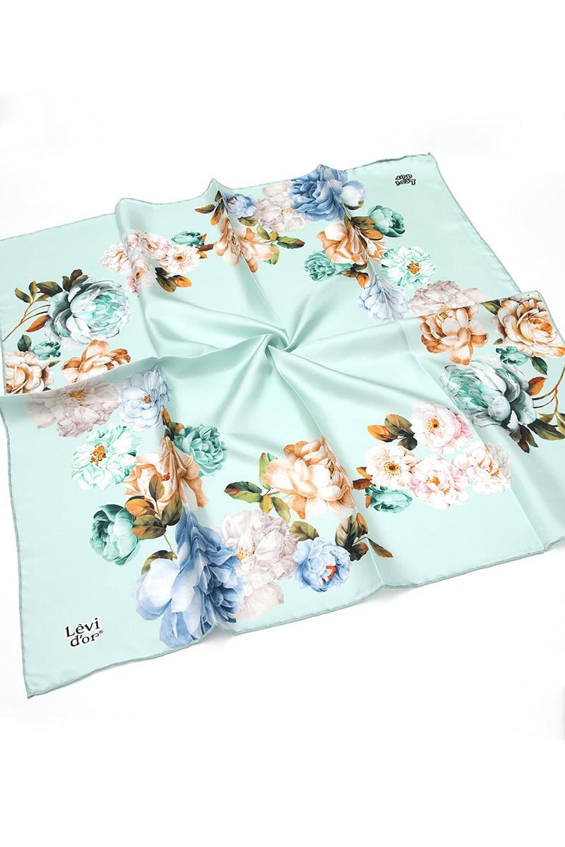 Levidor Su Yeşili Twill Saf İpek Eşarp