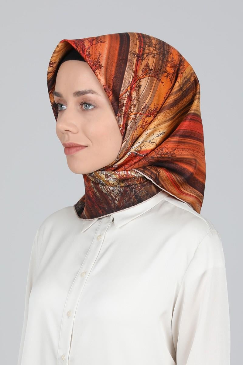 Levidor Taba Twill Saf İpek Eşarp