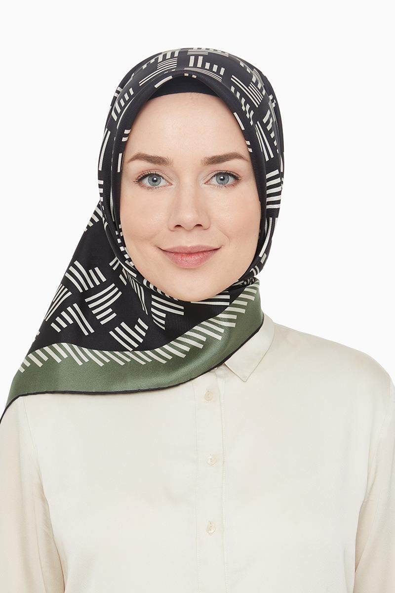 Levidor Yeşil Twill Saf İpek Eşarp