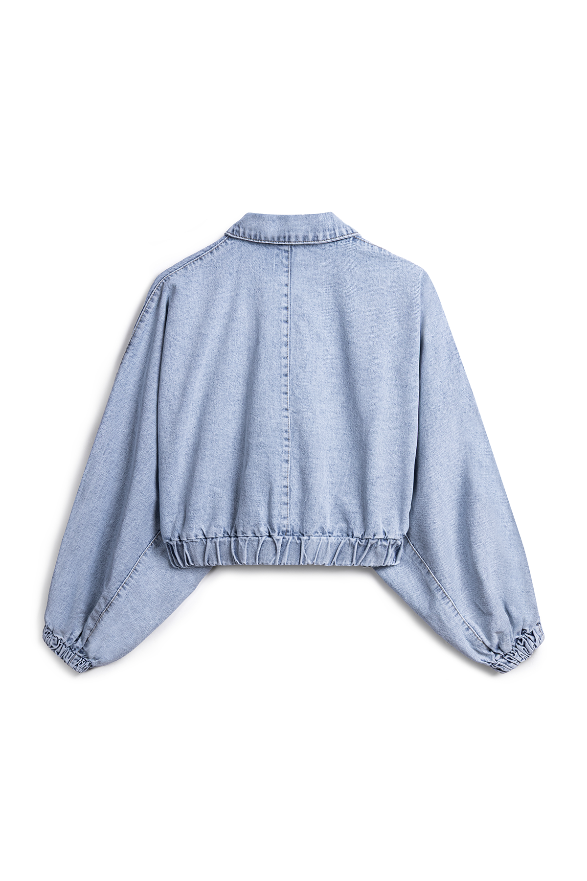 Balon Kol Kısa Denim Ceket Buz Mavi