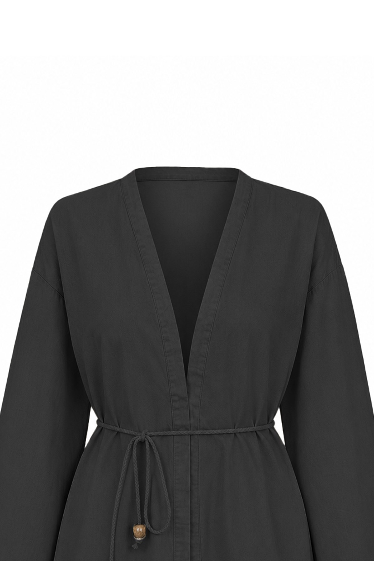 Manşeti Püsküllü Kimono Siyah