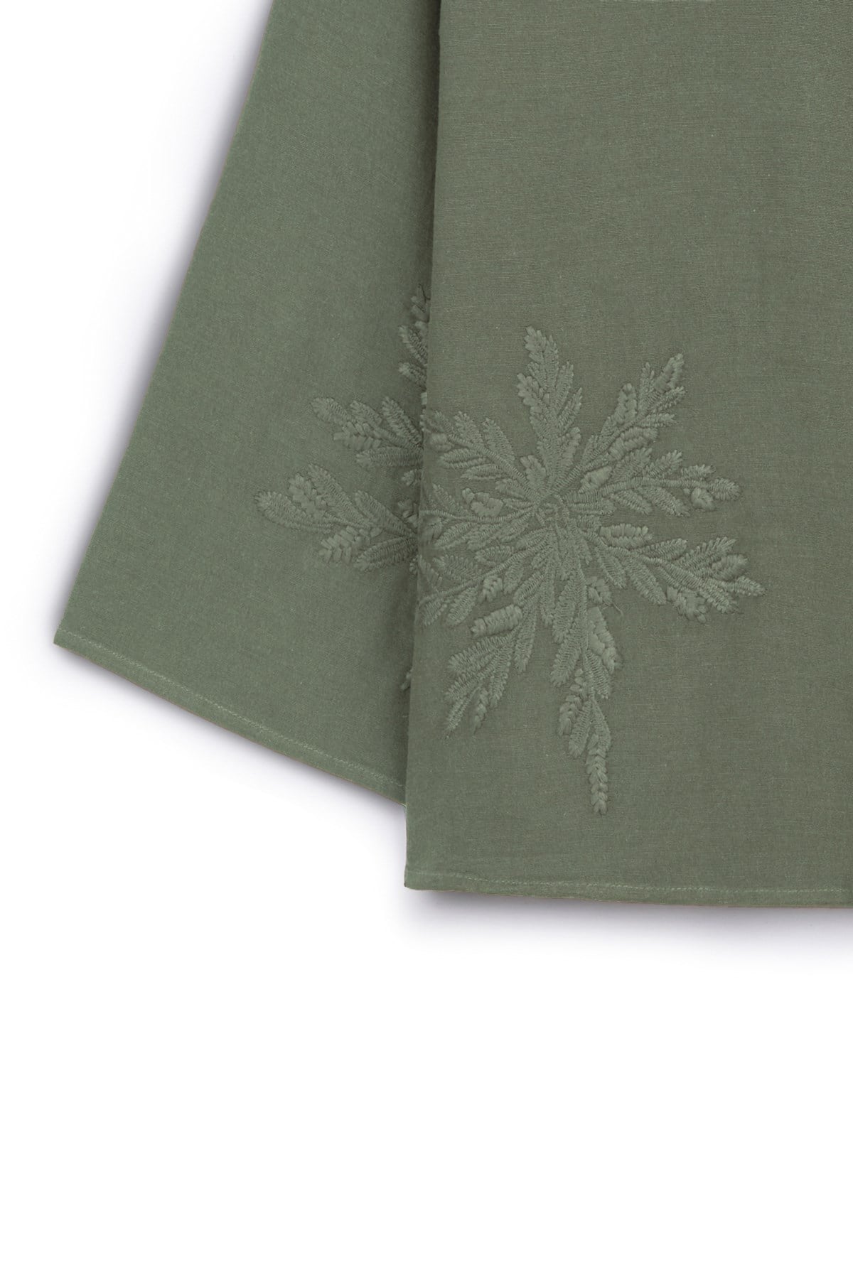 Nakışlı Düğmeli Kimono Haki