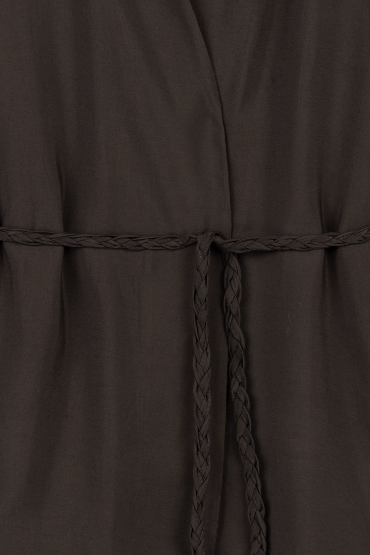 Örgü Kemerli Kimono Kahverengi