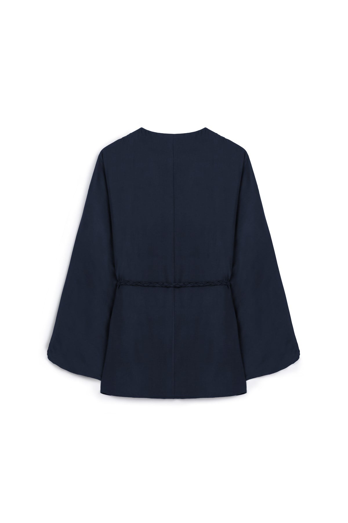 Örgü Kemerli Kimono Lacivert