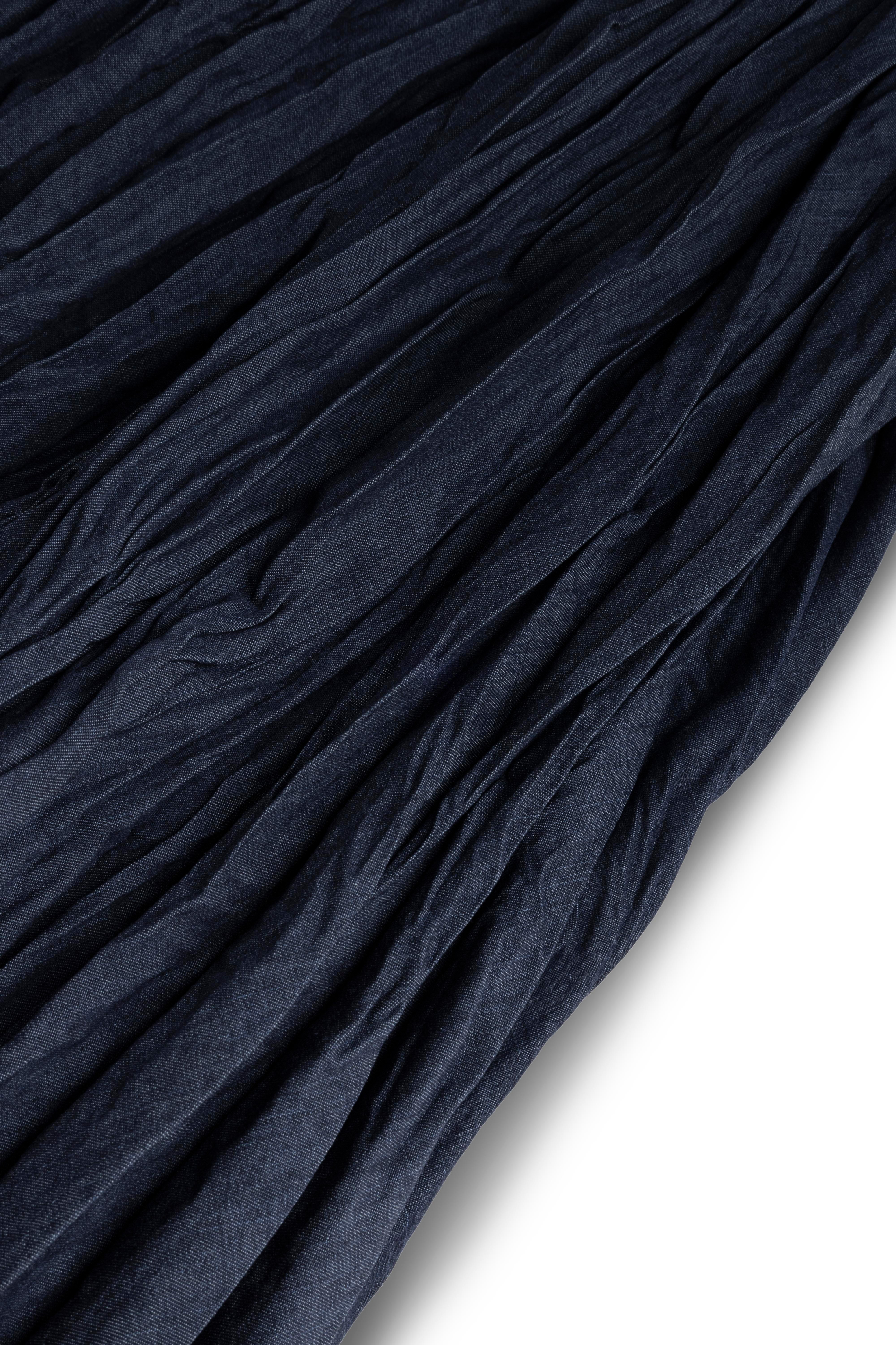 Pileli Kırışık Denim Etek