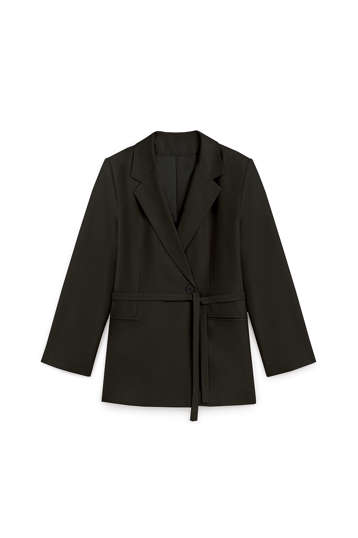Seyyar Kemerli Blazer Ceket Siyah