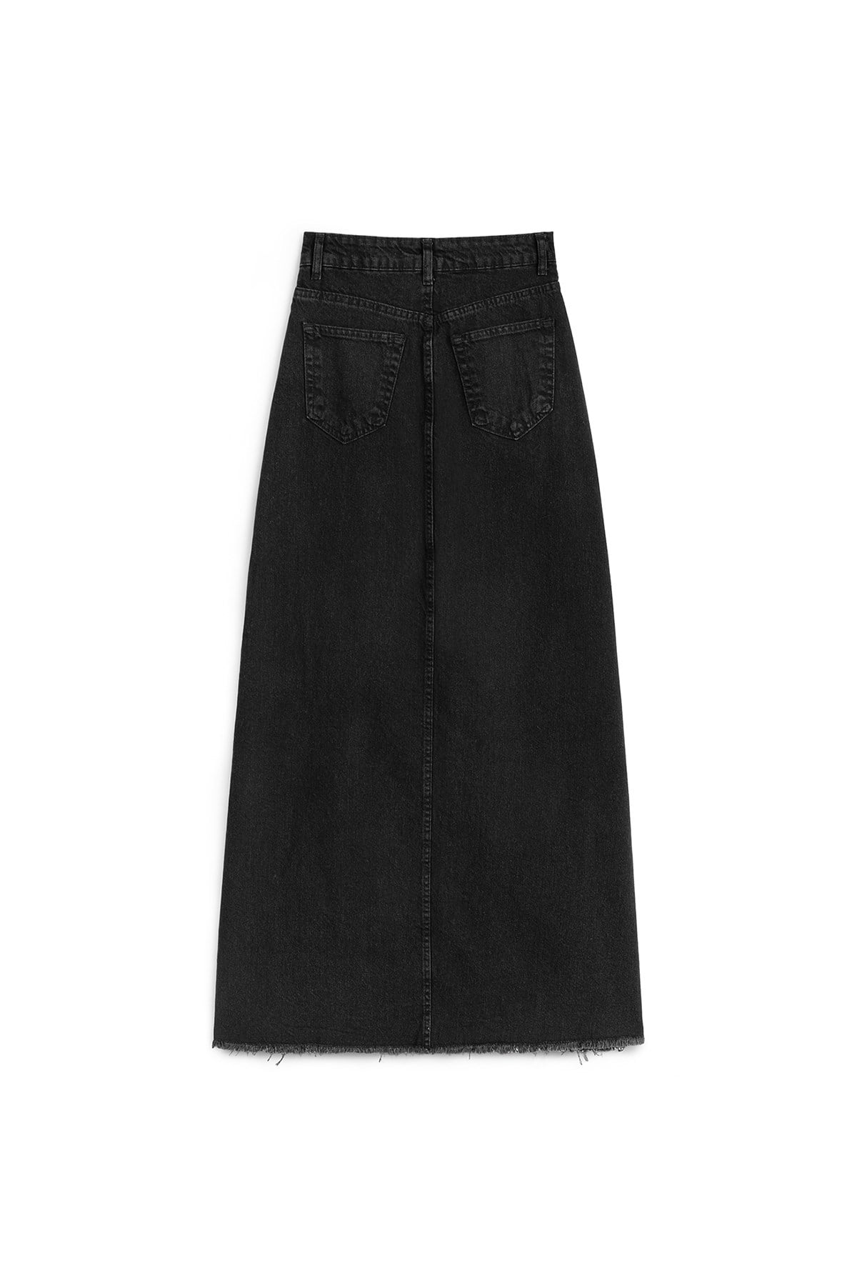 Uzun Püsküllü Denim Etek Antrasit