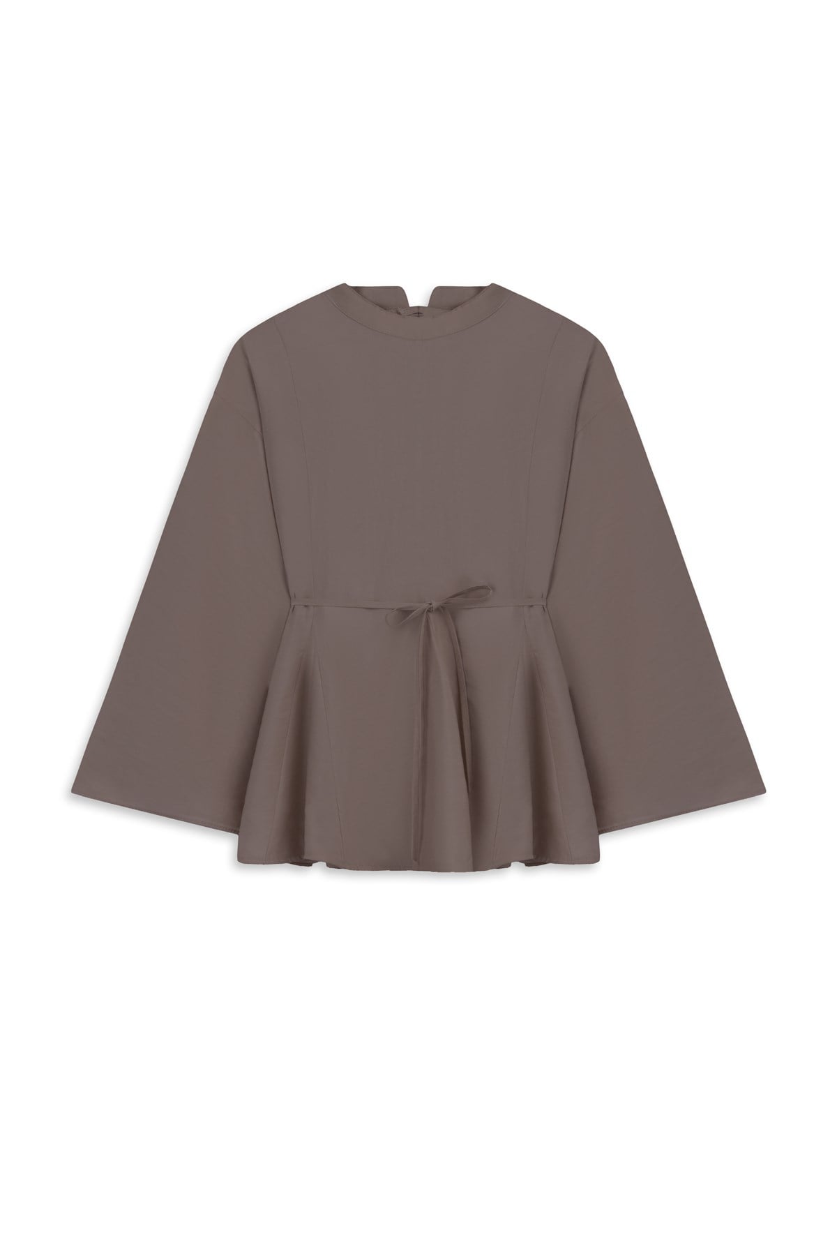 Volanlı Tencel Bluz Açık Kahve