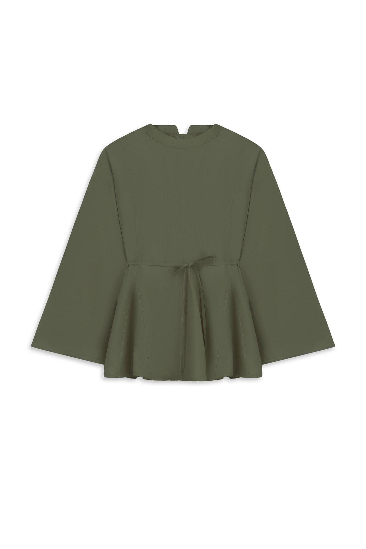 Volanlı Tencel Bluz Haki