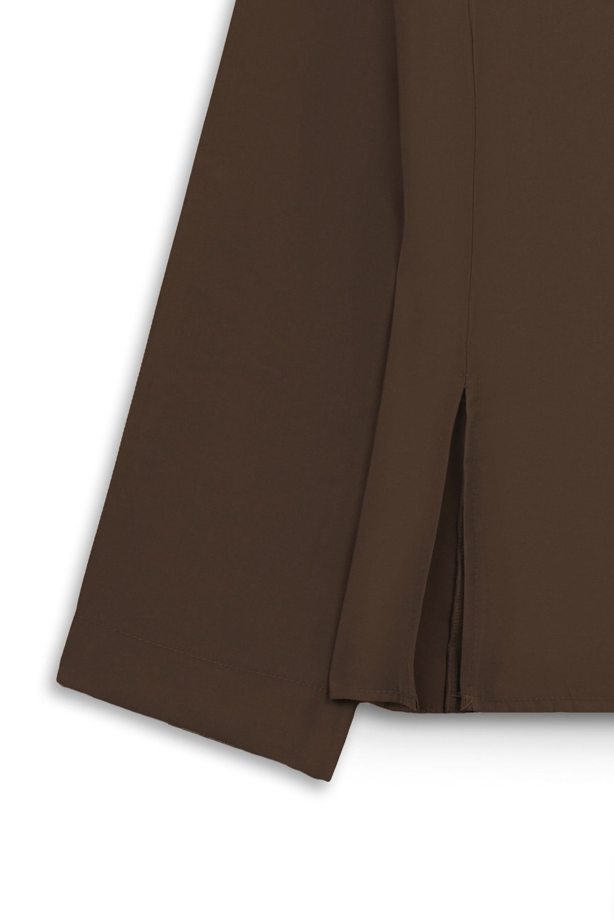 Yırtmaçlı Tencel Bluz Kahverengi