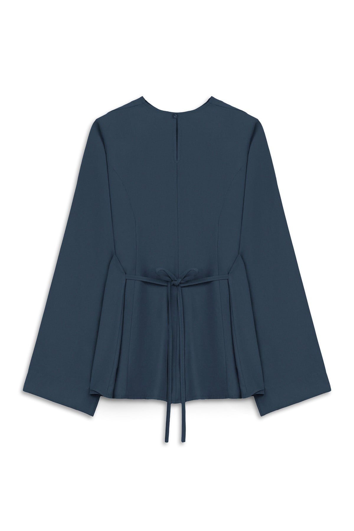 Yırtmaçlı Tencel Bluz Lacivert