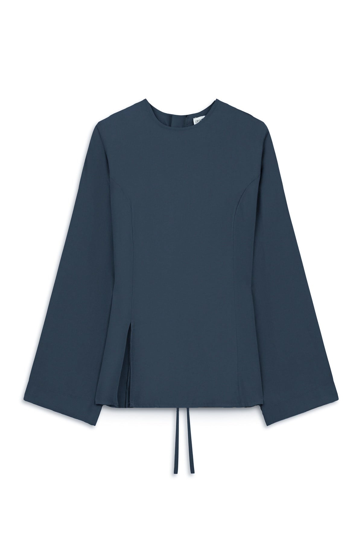 Yırtmaçlı Tencel Bluz Lacivert