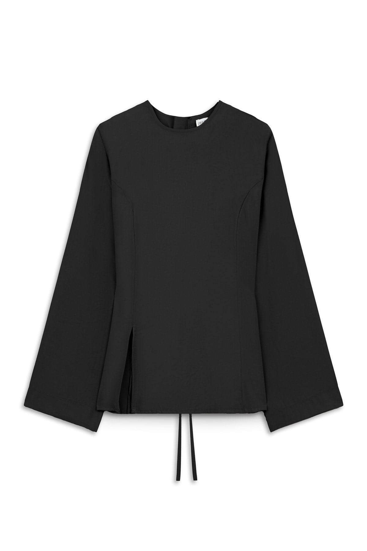 Yırtmaçlı Tencel Bluz Siyah