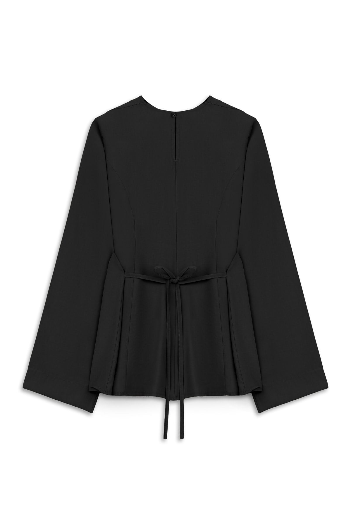 Yırtmaçlı Tencel Bluz Siyah
