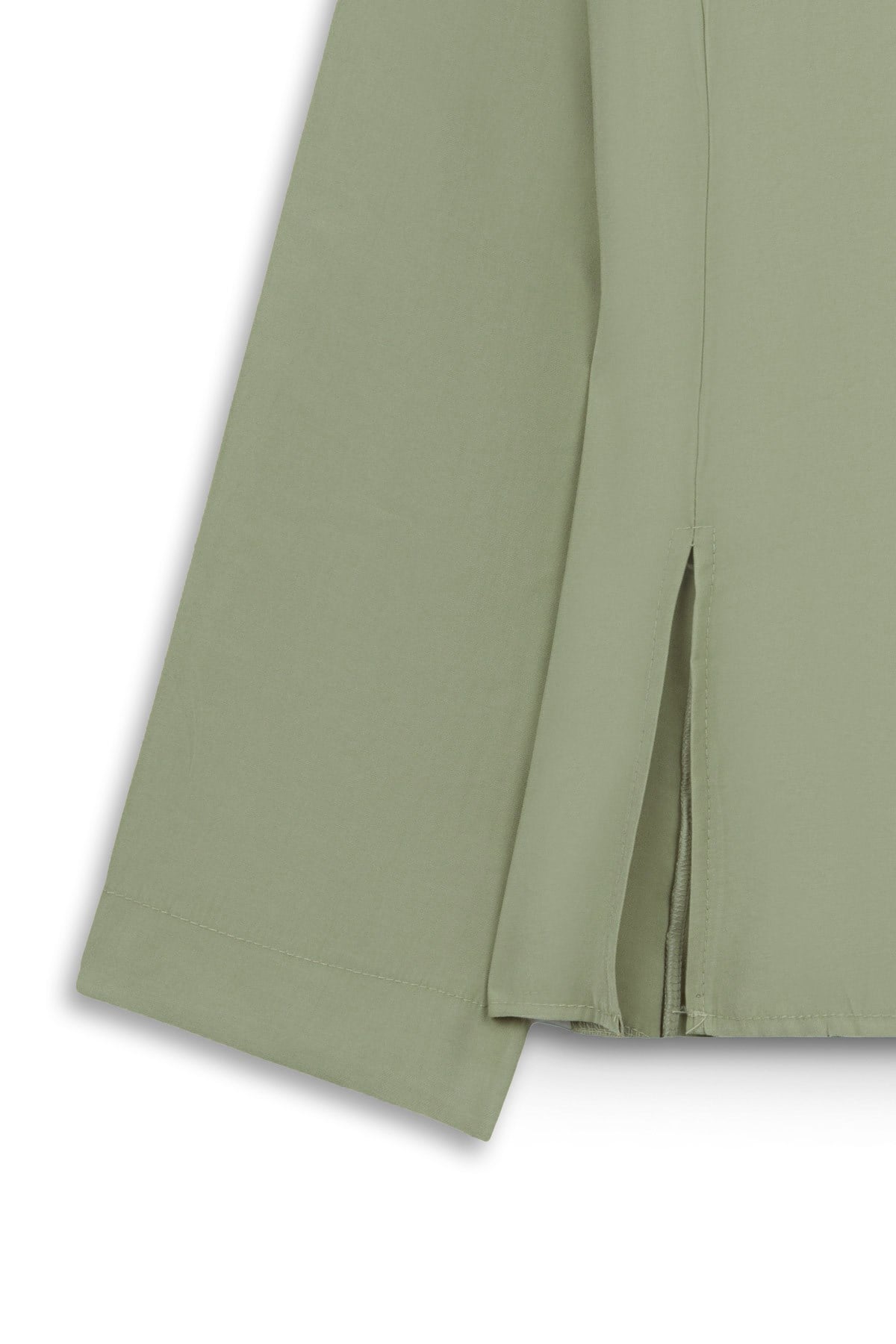 Yırtmaçlı Tencel Bluz Yağ Yeşili