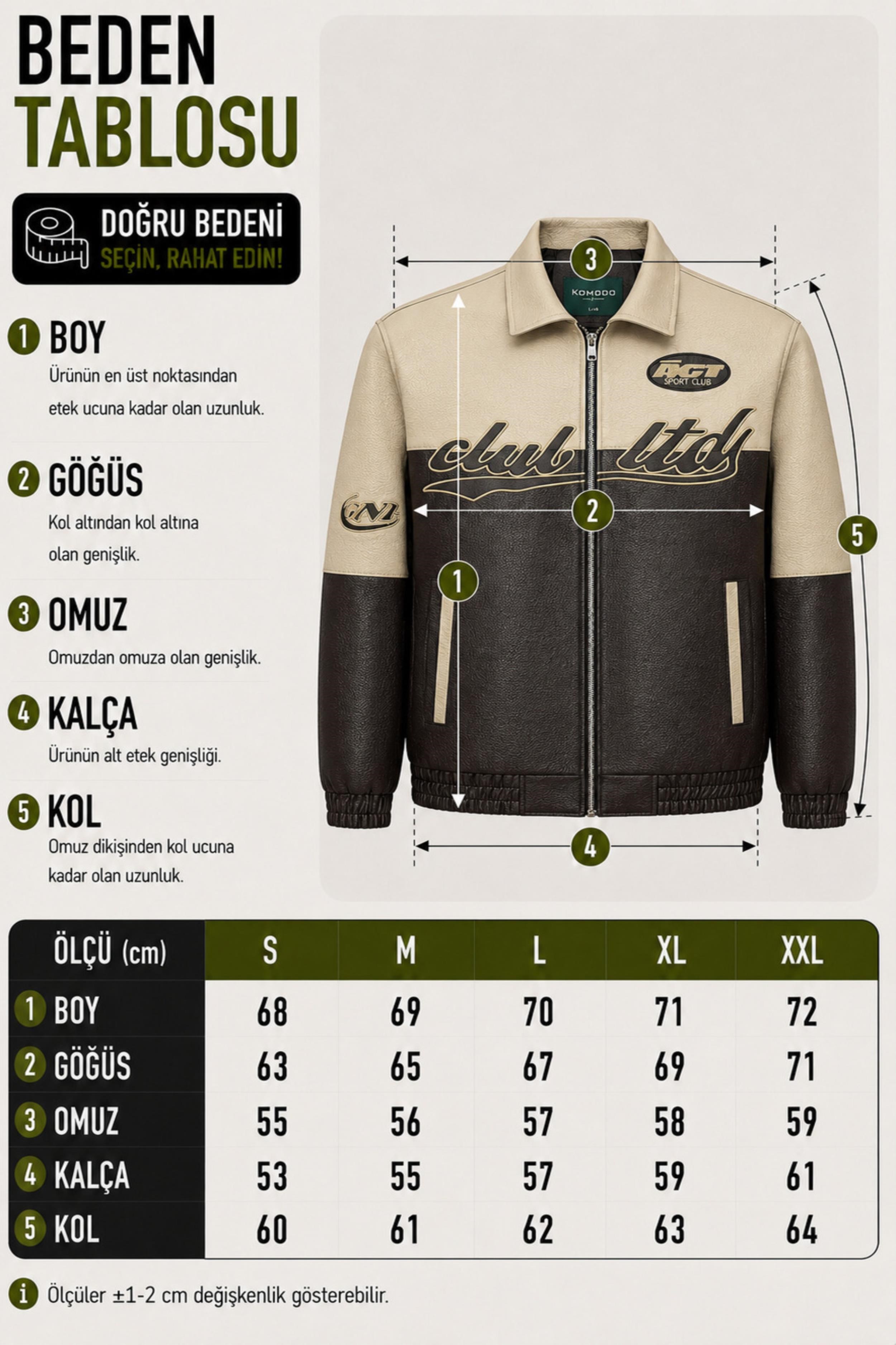 Baskılı Çift Renk Oversize Suni Deri Mont KMD 882_50531