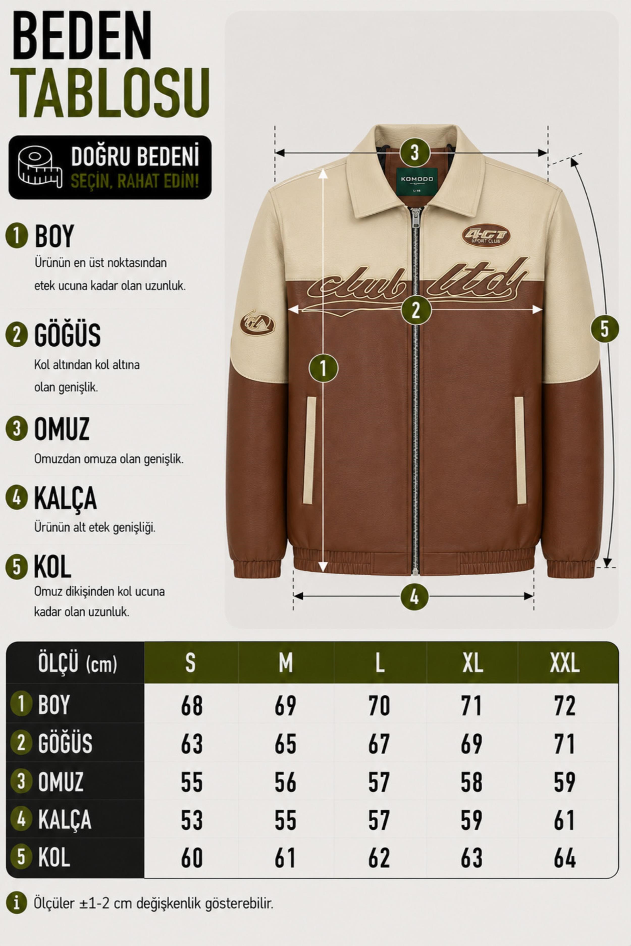 Baskılı Çift Renk Oversize Suni Deri Mont KMD 882_50531