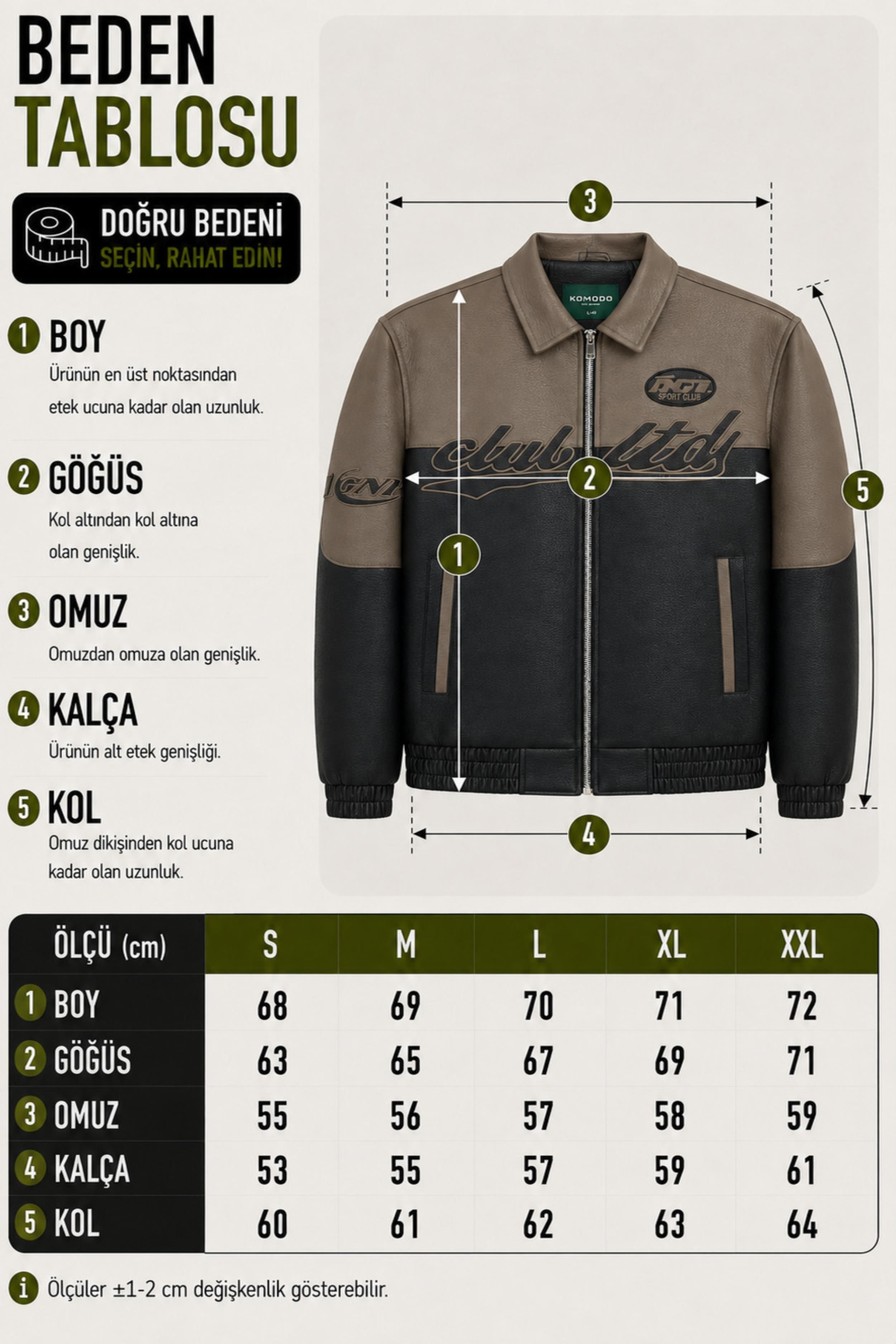 Baskılı Çift Renk Oversize Suni Deri Mont KMD 882_50531
