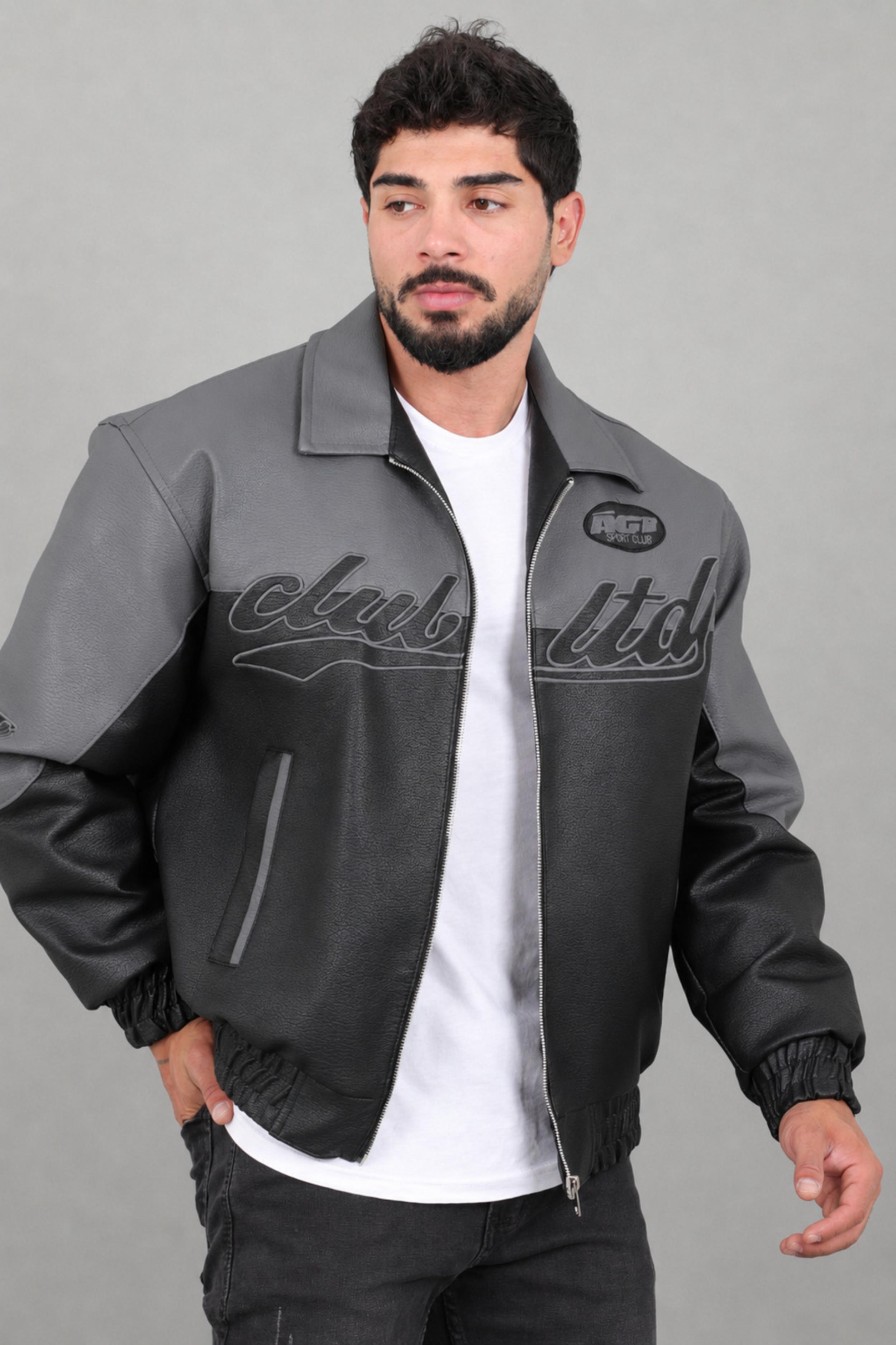 Baskılı Çift Renk Oversize Suni Deri Mont KMD 882_50531
