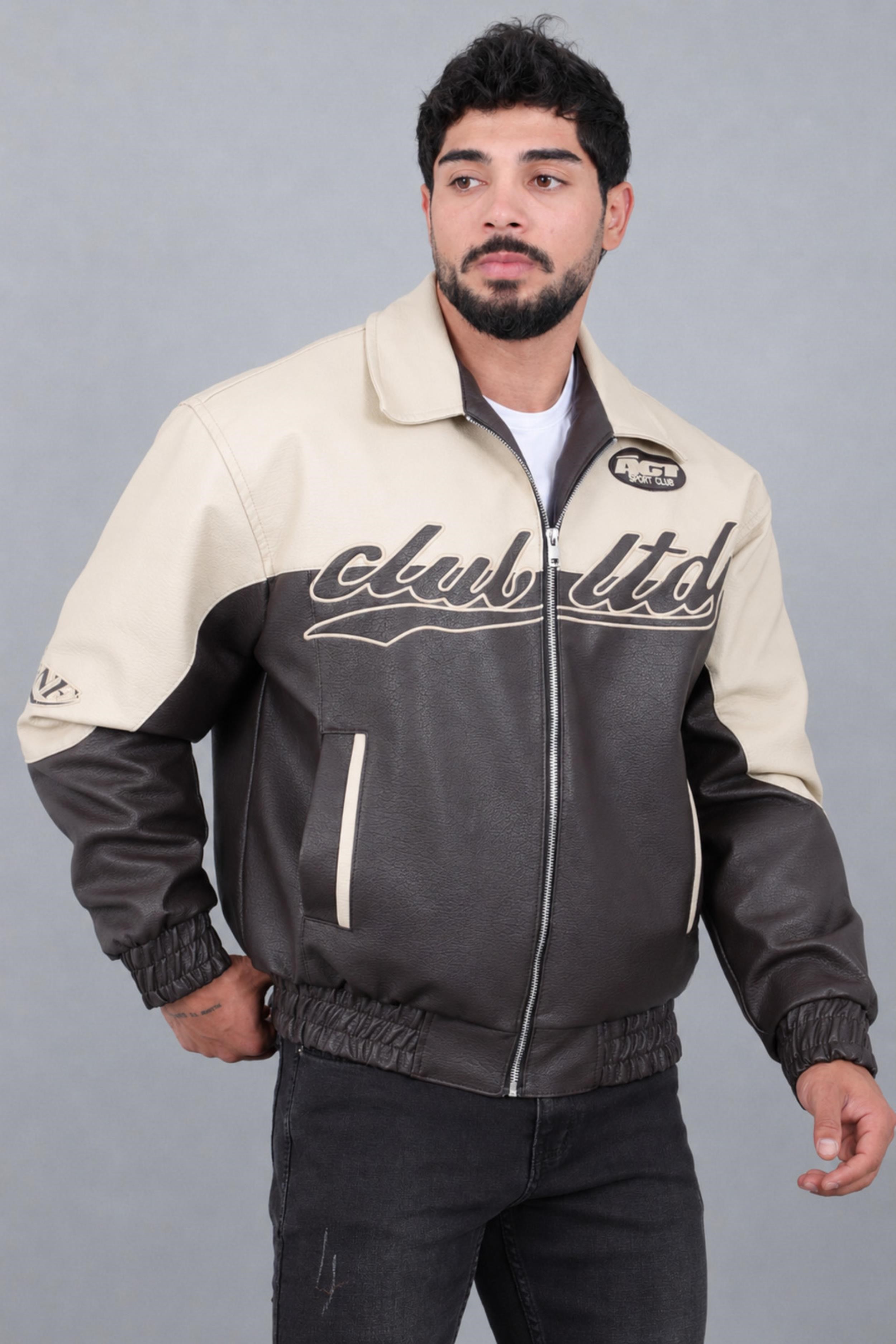 Baskılı Çift Renk Oversize Suni Deri Mont KMD 882_50531