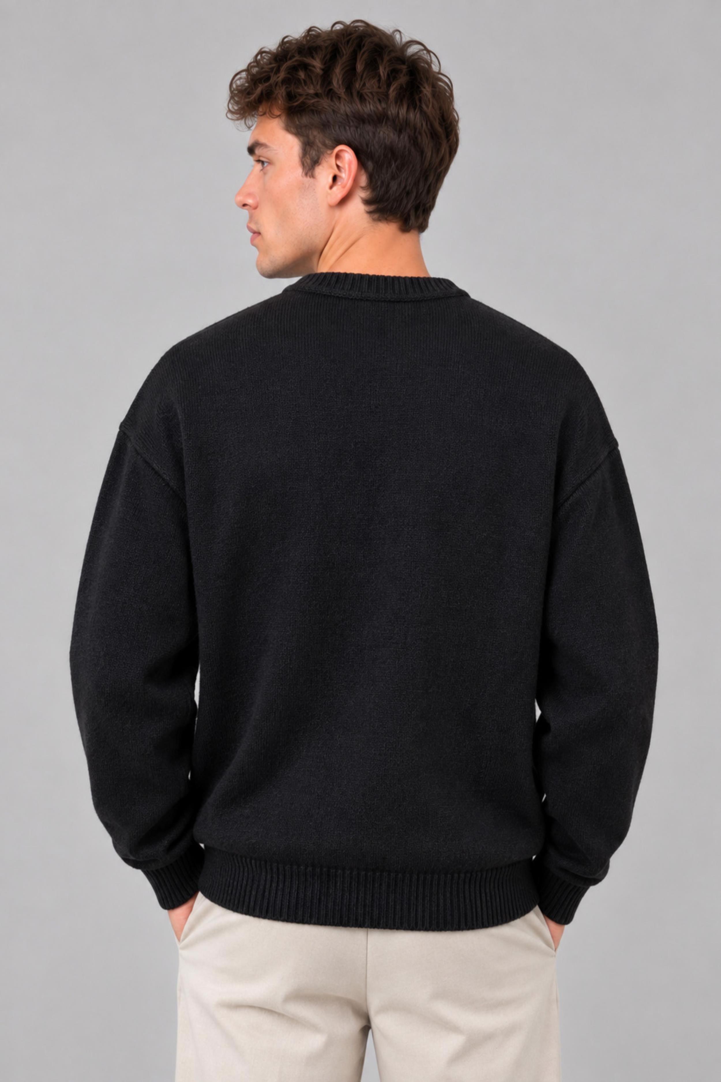 Baskılı Oversize Örgü Kışlık Kazak DP 16596_10072