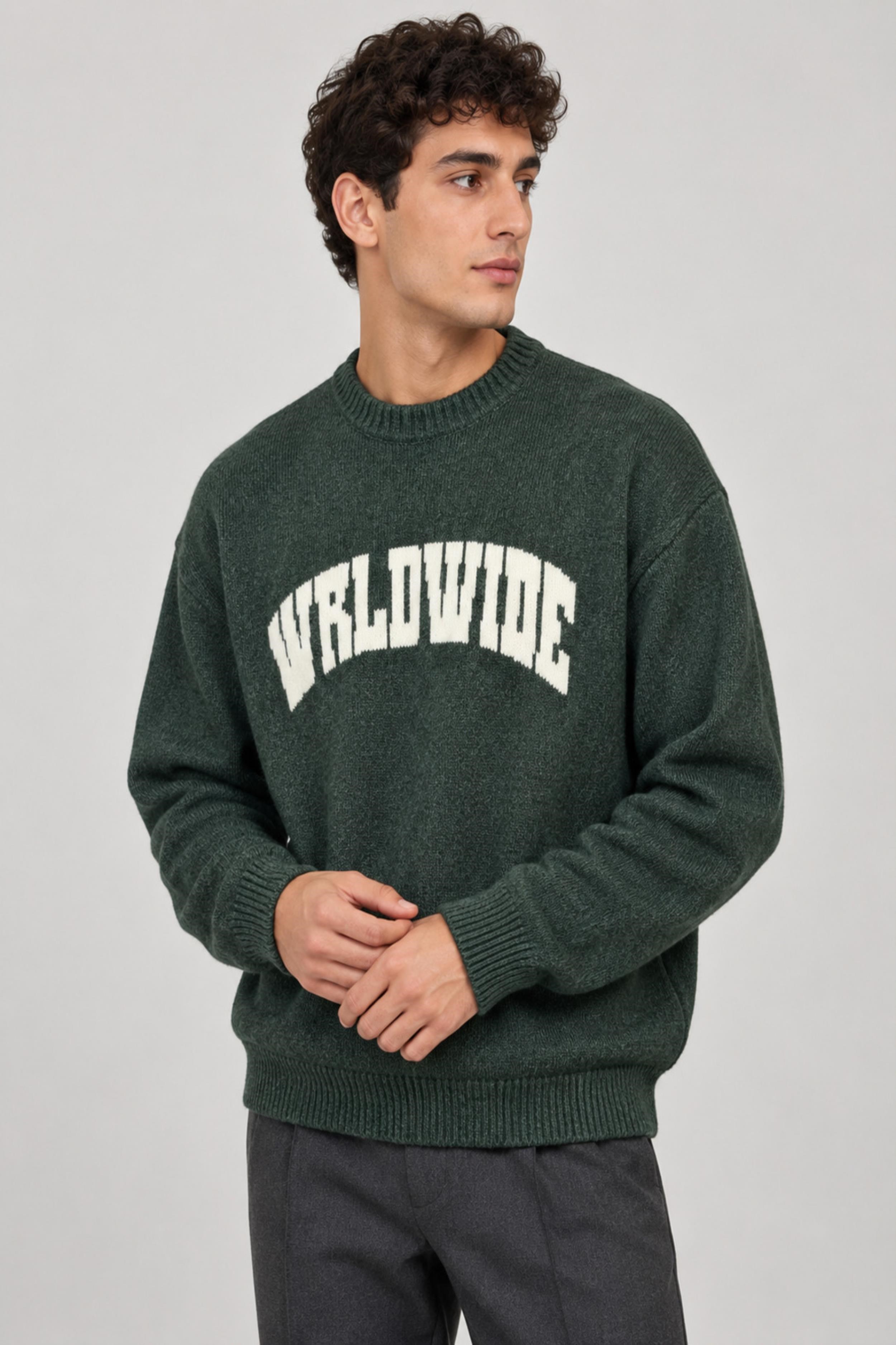 Baskılı Oversize Örgü Kışlık Kazak DP 16596_10072