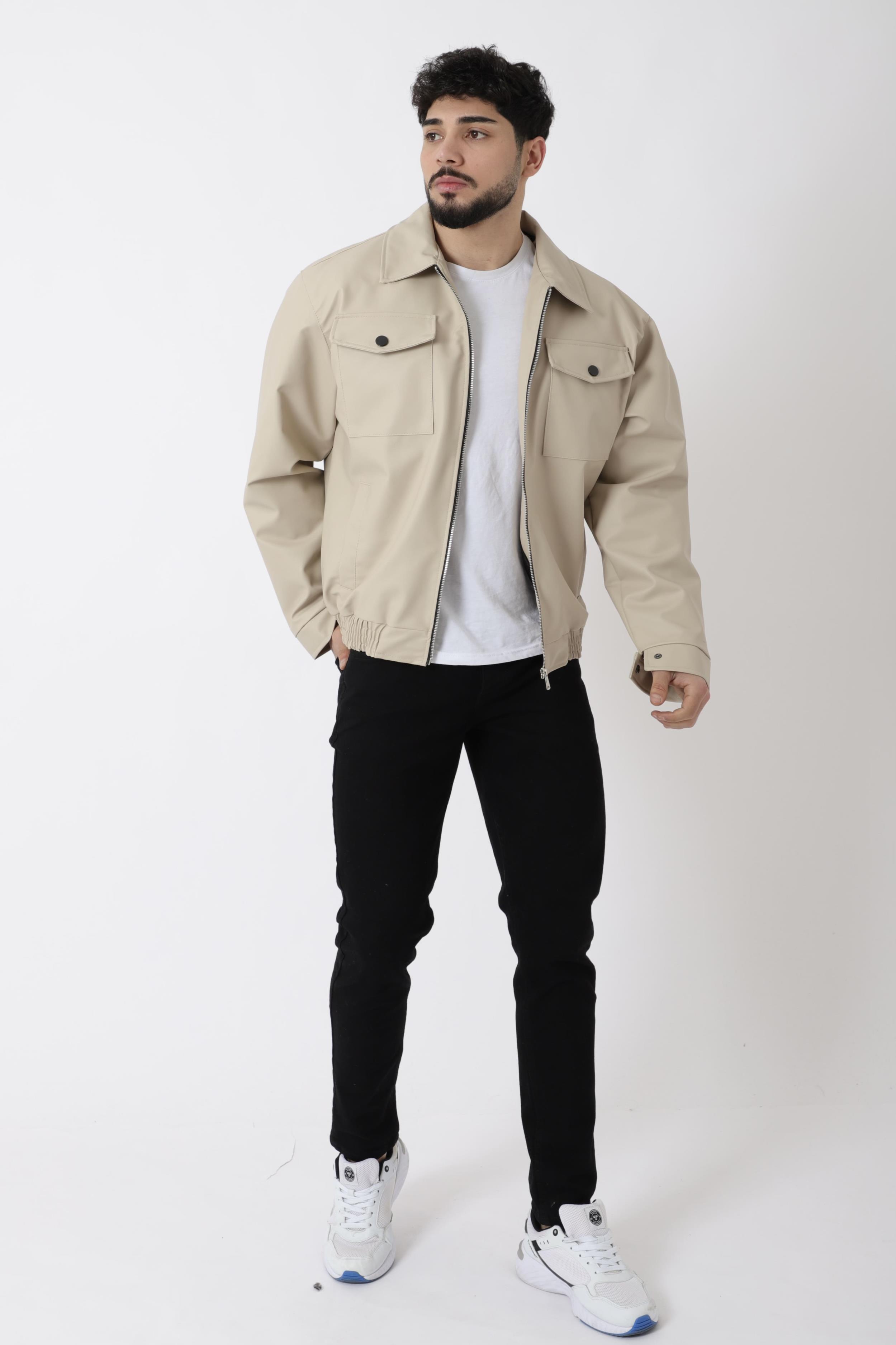 Bel Lastikli Kapaklı Oversize Suni Deri Mont PLDP 2998_50447