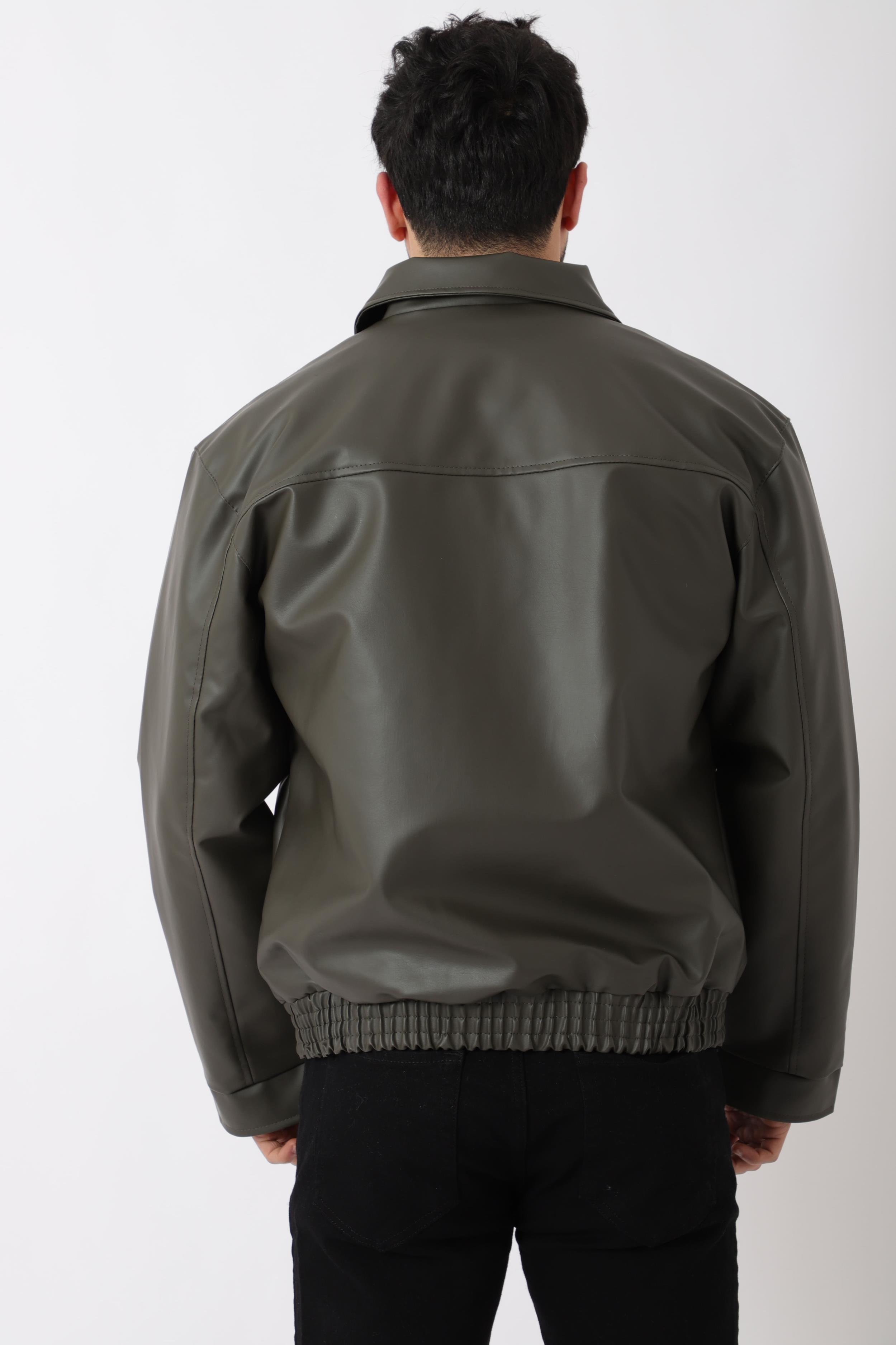 Bel Lastikli Kapaklı Oversize Suni Deri Mont PLDP 2998_50447