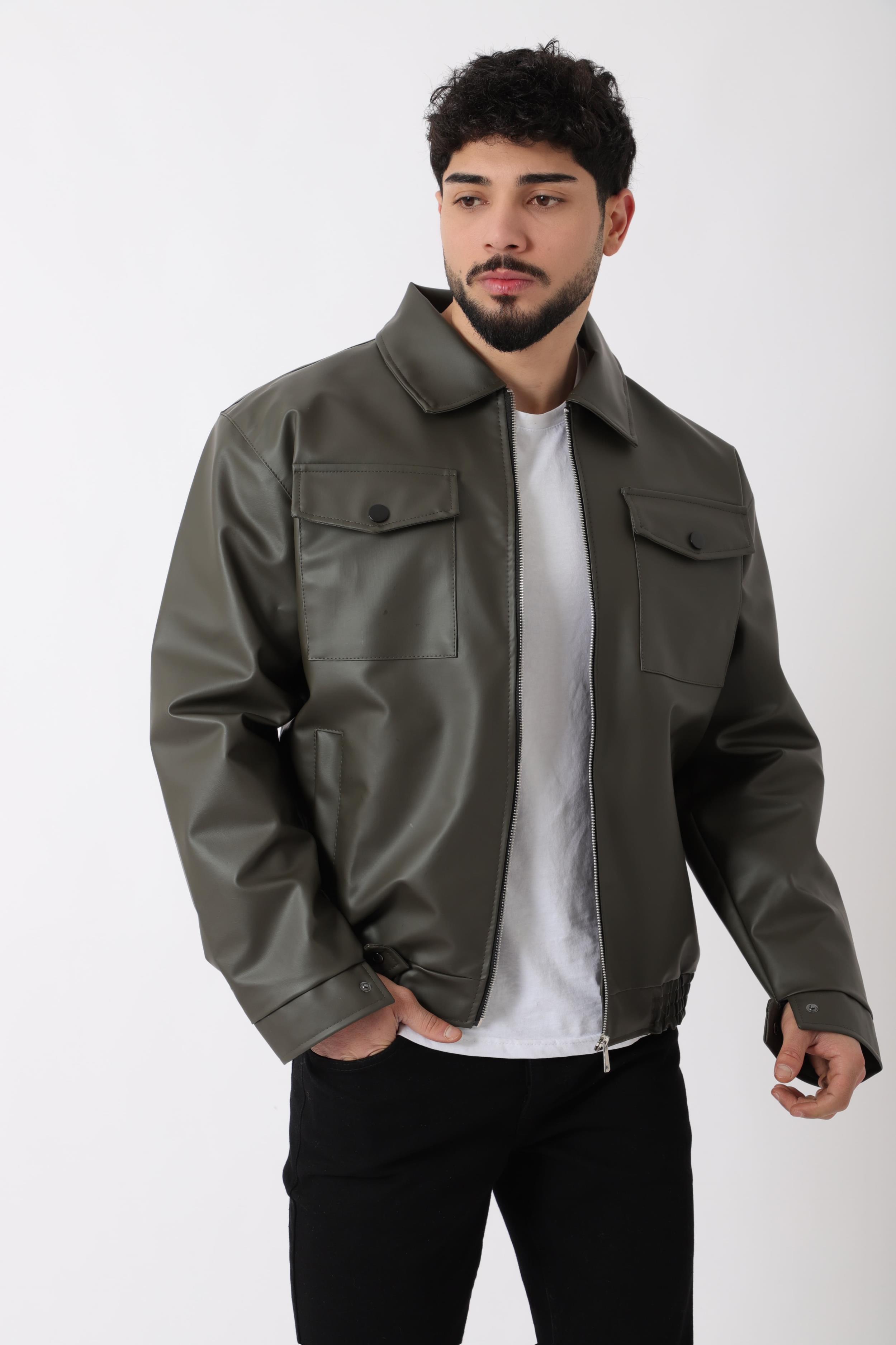 Bel Lastikli Kapaklı Oversize Suni Deri Mont PLDP 2998_50447